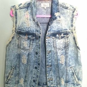 Distressed Denim Vest